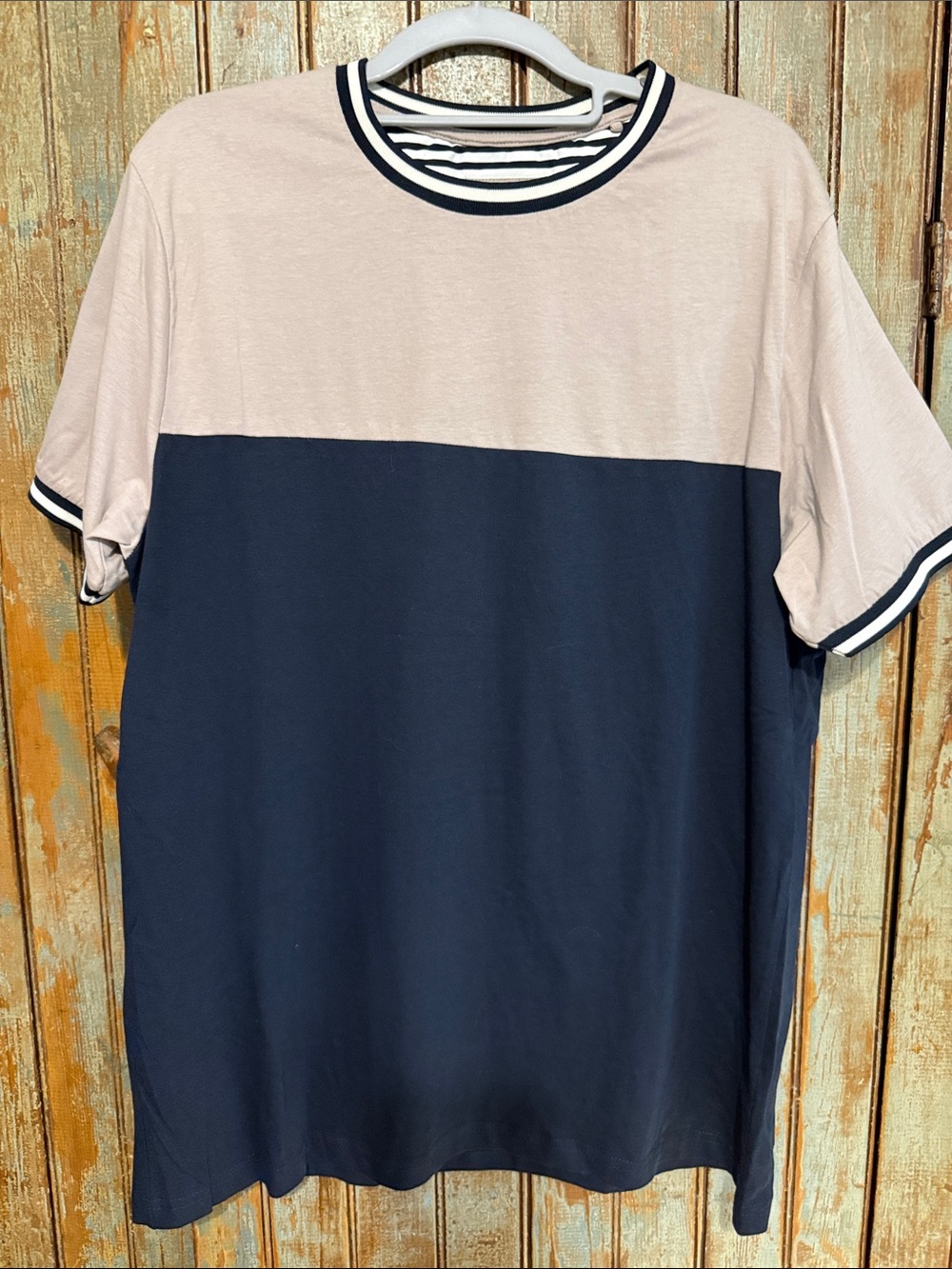 Denim & Flower Navy and Beige Short Sleeve Tee